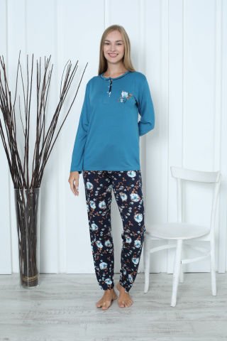 Kapitex 5976 Bayan Uzun Kol Pijama Takım 4'lü