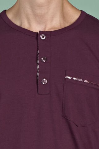 Pijadore 1935 (M-L-XL-XXL) Uzun Kollu Erkek Pijama Takım 4'lü BORDO - M-L-XL-XXL