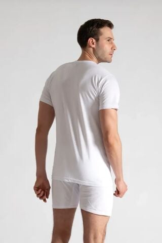 Seher 0002 Beyaz Penye Bisiklet Yaka Erkek Fanila 6'lı