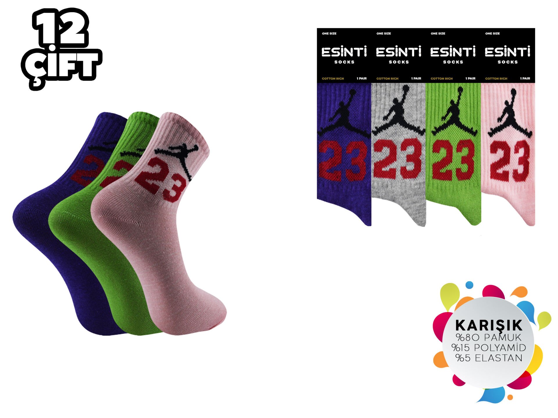 Esinti 20-5 Bayan Kolej Çorap 12'li