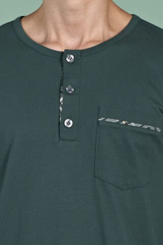 Pijadore 1935 (M-L-XL-XXL) Uzun Kollu Erkek Pijama Takım 4'lü YEŞİL - M-L-XL-XXL