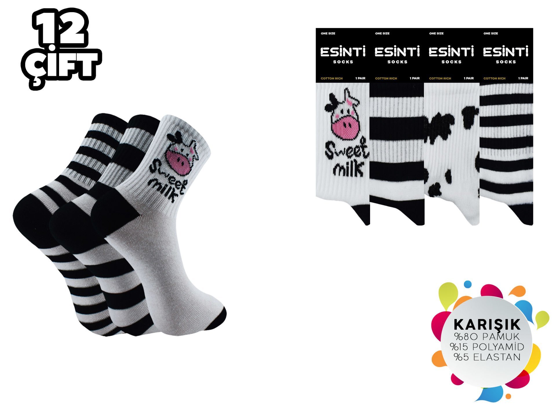 Esinti 20-8 Bayan Kolej Çorap 12'li