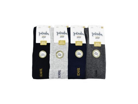 Panda 13 (3-12 Yaş) Yıkamalı Erkek Çocuk Okul Çorabı 12'li