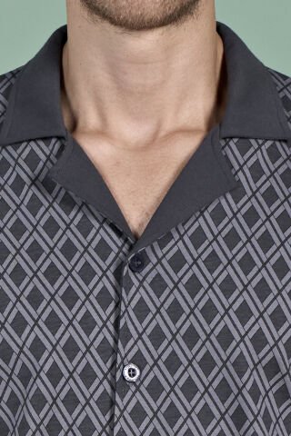 Pijadore 1967 (M-L-XL-XXL) Uzun Kollu Erkek Pijama Takım 4'lü FÜME - M-L-XL-XXL