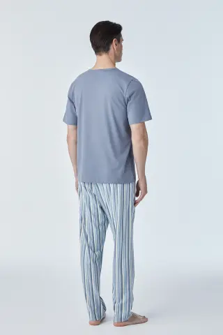 Pijadore 2116 (M-L-XL-XXL) Kısa Kollu Üç Düğmeli Erkek Pijama Takım 4'lü