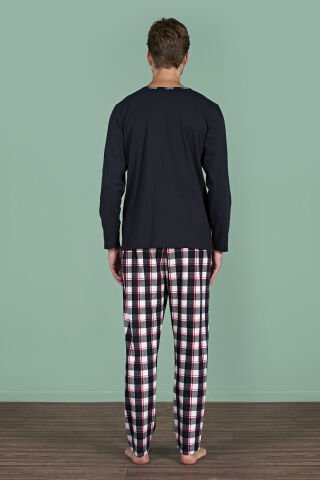 Pijadore 1963 (M-L-XL-XXL) Uzun Kollu Erkek Pijama Takım 4'lü SİYAH - M-L-XL-XXL