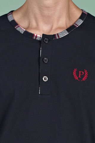 Pijadore 1963 (M-L-XL-XXL) Uzun Kollu Erkek Pijama Takım 4'lü SİYAH - M-L-XL-XXL