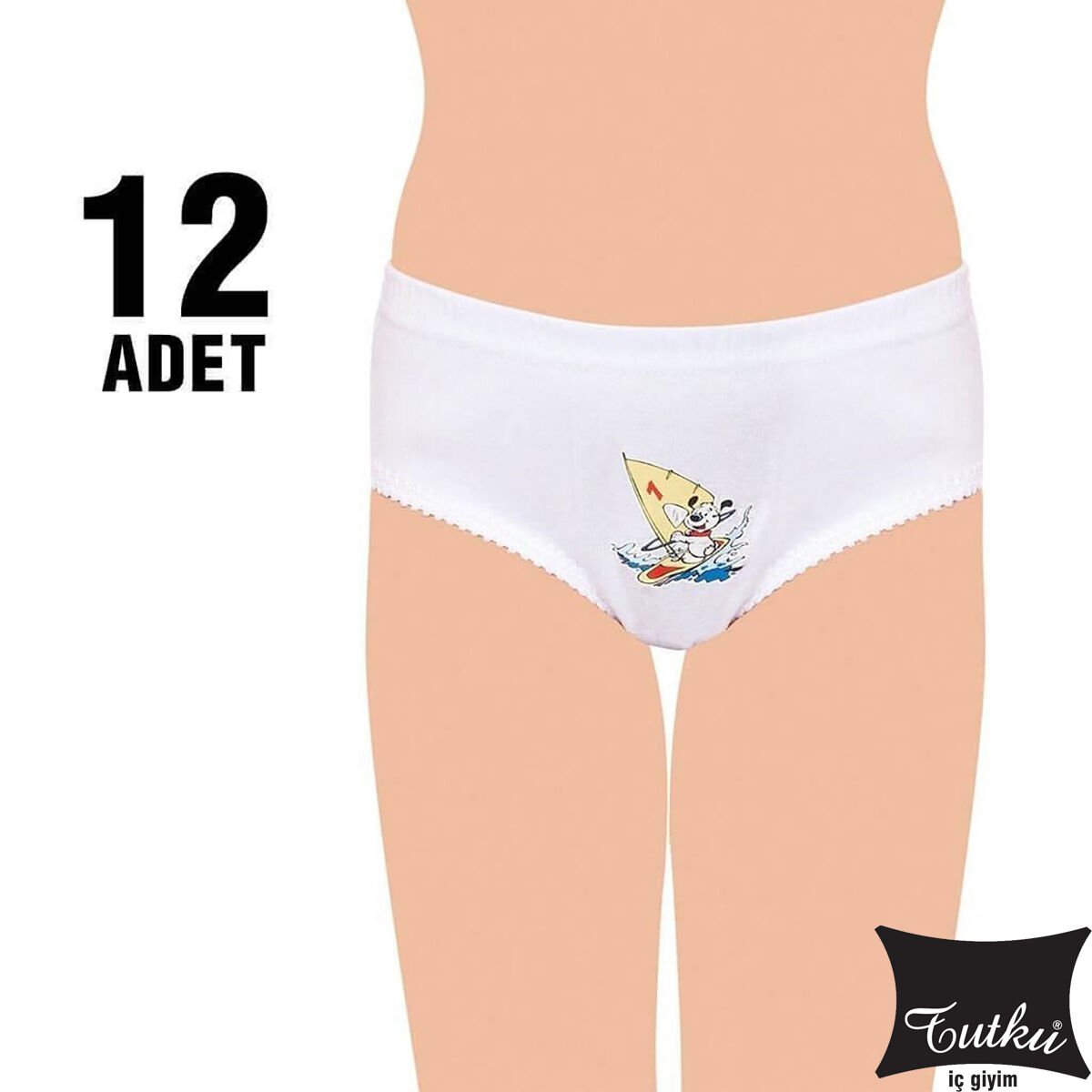 Tutku 0822 Kız Çocuk Baskılı Slip Külot 12'li