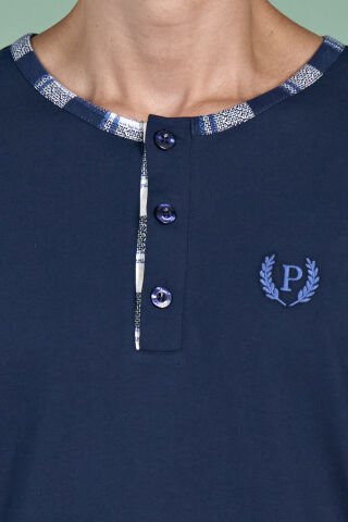 Pijadore 1963 (M-L-XL-XXL) Uzun Kollu Erkek Pijama Takım 4'lü LACİVERT - M-L-XL-XXL