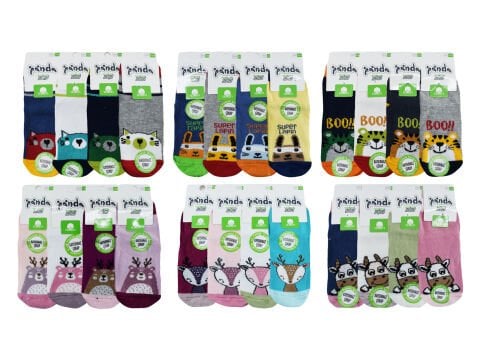 Panda 08 (1-6 Yaş) Doğal Pamuk Kaydırmaz Taban Abs'li Kız Erkek Bebek Çorap 12'li