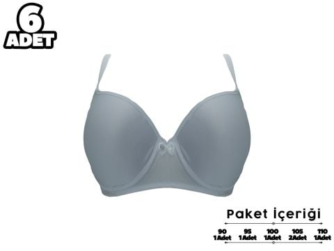 Liza 2120 Beyaz C Cup Balenli Desteksiz Bayan Sütyen 6'lı