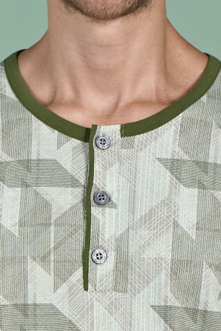 Pijadore 1957 (M-L-XL-XXL) Uzun Kollu Erkek Pijama Takım 4'lü YEŞİL - M-L-XL-XXL