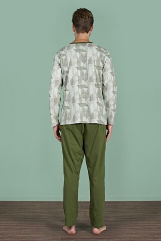 Pijadore 1957 (M-L-XL-XXL) Uzun Kollu Erkek Pijama Takım 4'lü YEŞİL - M-L-XL-XXL