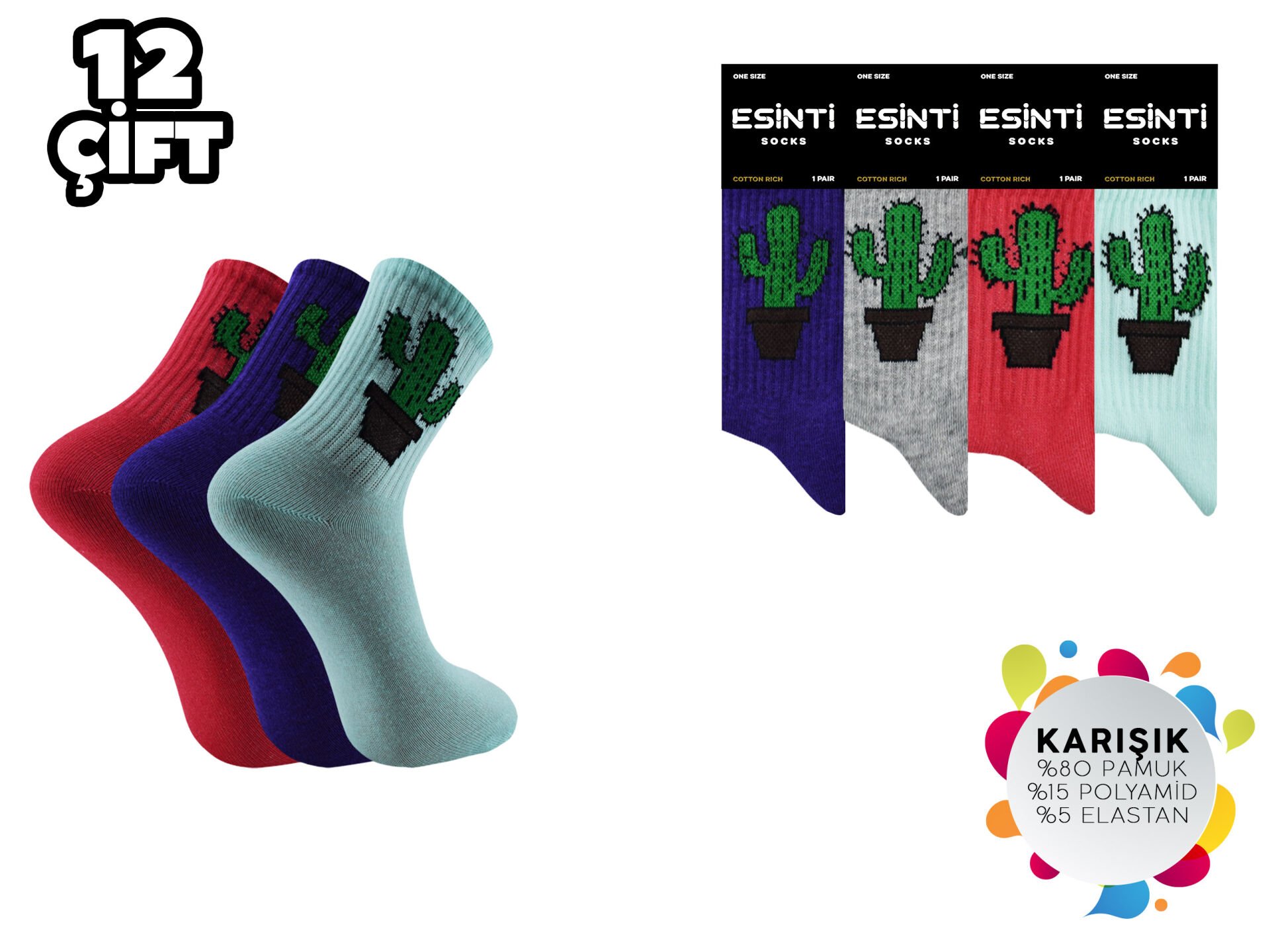 Esinti 20-16 Bayan Kolej Çorap 12'li