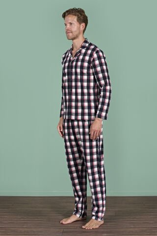 Pijadore 1962 (M-L-XL-XXL) Uzun Kollu Erkek Pijama Takım 4'lü SİYAH - M-L-XL-XXL