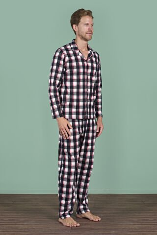 Pijadore 1962 (M-L-XL-XXL) Uzun Kollu Erkek Pijama Takım 4'lü SİYAH - M-L-XL-XXL