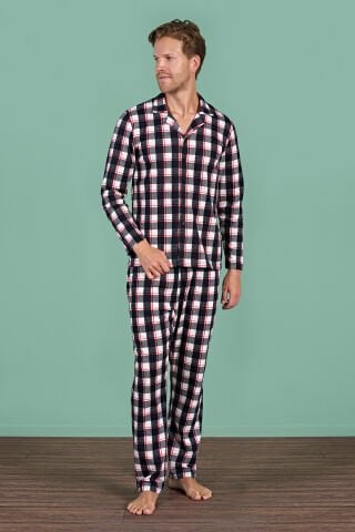 Pijadore 1962 (M-L-XL-XXL) Uzun Kollu Erkek Pijama Takım 4'lü SİYAH - M-L-XL-XXL