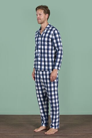 Pijadore 1962 (M-L-XL-XXL) Uzun Kollu Erkek Pijama Takım 4'lü LACİVERT - M-L-XL-XXL