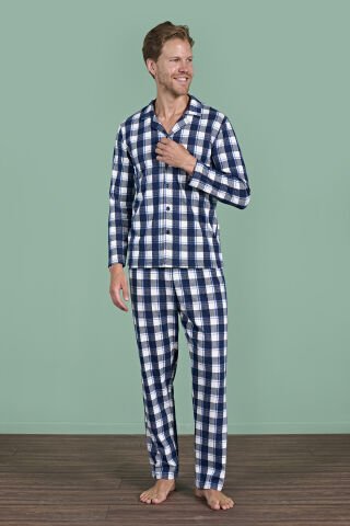 Pijadore 1962 (M-L-XL-XXL) Uzun Kollu Erkek Pijama Takım 4'lü LACİVERT - M-L-XL-XXL