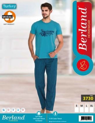 Berland 3730 Erkek Modal Kısa Kol Pijama Takımı