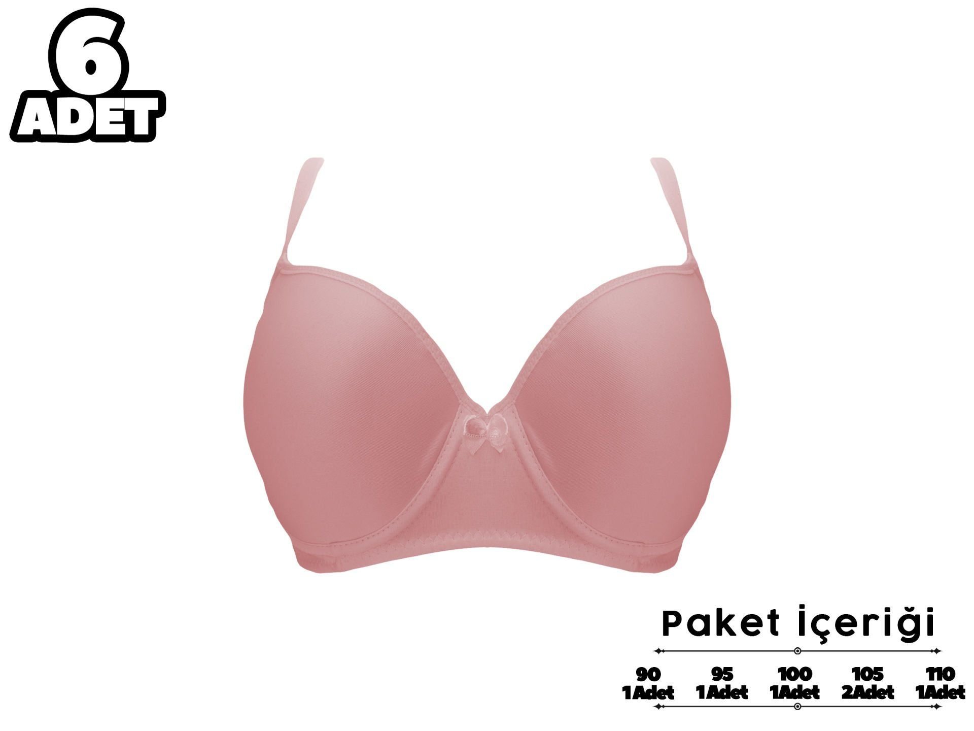 Liza 2120 Pudra C Cup Balenli Desteksiz Bayan Sütyen 6'lı
