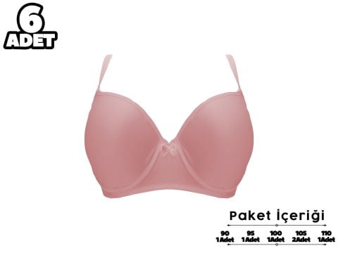 Liza 2120 Pudra C Cup Balenli Desteksiz Bayan Sütyen 6'lı