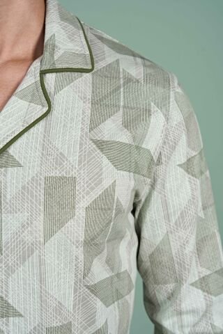 Pijadore 1956 (M-L-XL-XXL) Uzun Kollu Erkek Pijama Takım 4'lü YEŞİL - M-L-XL-XXL