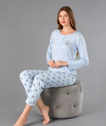 Alperi 790-35 (M-L-XL-XXL) Bayan Viskon Uzun Kollu Pijama Takım 4'lü