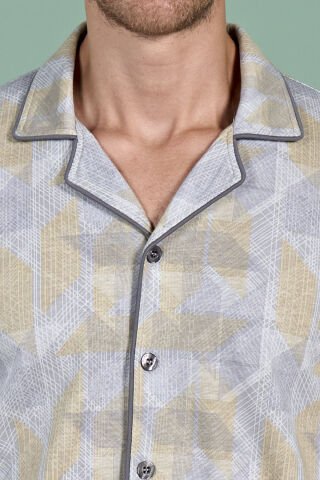 Pijadore 1956 (M-L-XL-XXL) Uzun Kollu Erkek Pijama Takım 4'lü FÜME - M-L-XL-XXL