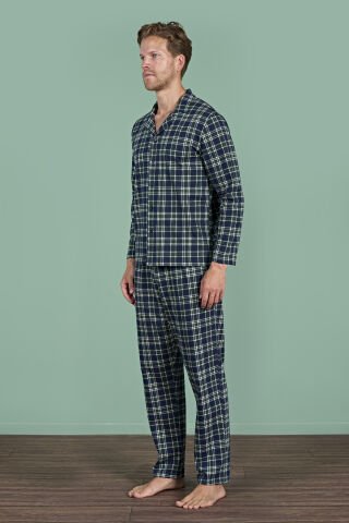 Pijadore 1954 (M-L-XL-XXL) Uzun Kollu Erkek Pijama Takım 4'lü LACİVERT - M-L-XL-XXL