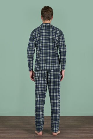 Pijadore 1954 (M-L-XL-XXL) Uzun Kollu Erkek Pijama Takım 4'lü LACİVERT - M-L-XL-XXL