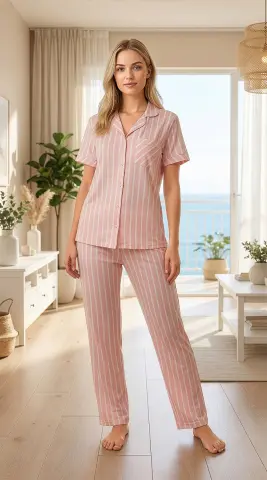 Alperi 780-55 (M-L-XL-XXL) Bayan Kısa Kollu Pijama Takım 4'lü