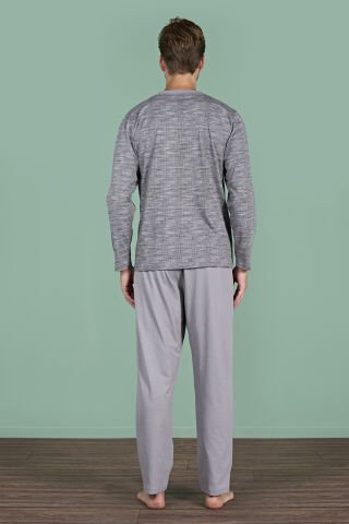 Pijadore 1932 (2XL-3XL-4XL-5XL) Battal Beden Uzun Kollu Erkek Pijama Takım 4'lü GRİ - SERİ-4-LÜ