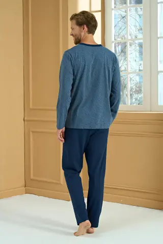 Pijadore 2278 (M-L-XL-XXL) Uzun Kollu Erkek Pijama Takım 4'lü