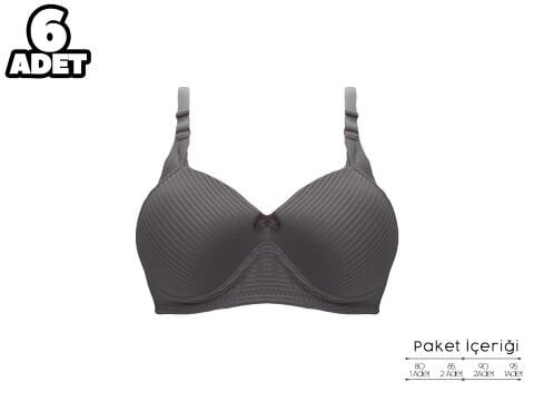 Liza 2150 Balensiz Jakarlı B Cup Desteksiz Bayan Sütyen 6'lı