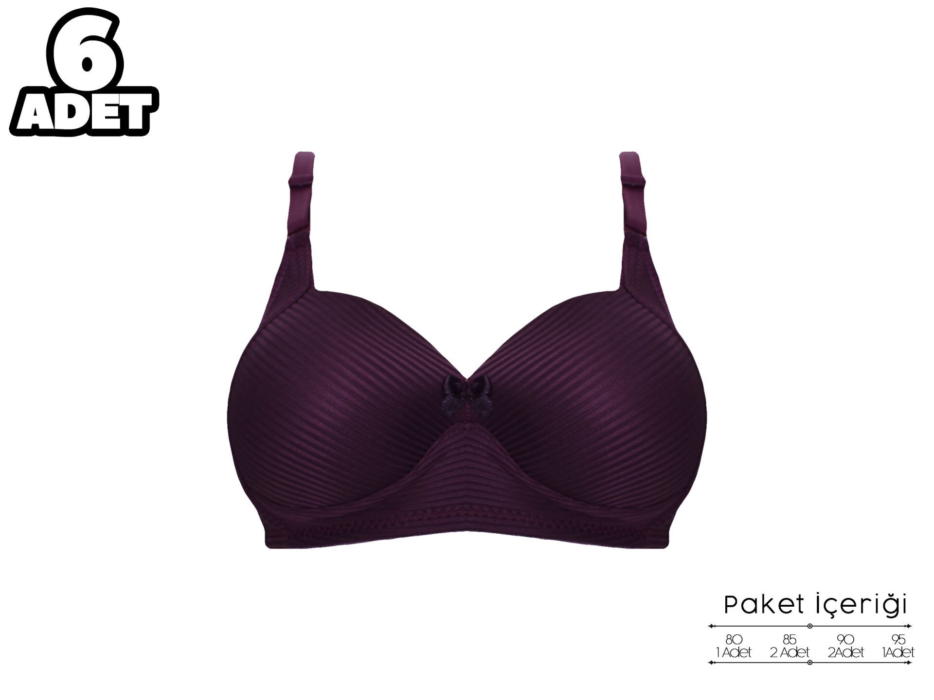 Liza 2150 Balensiz Jakarlı B Cup Desteksiz Bayan Sütyen 6'lı