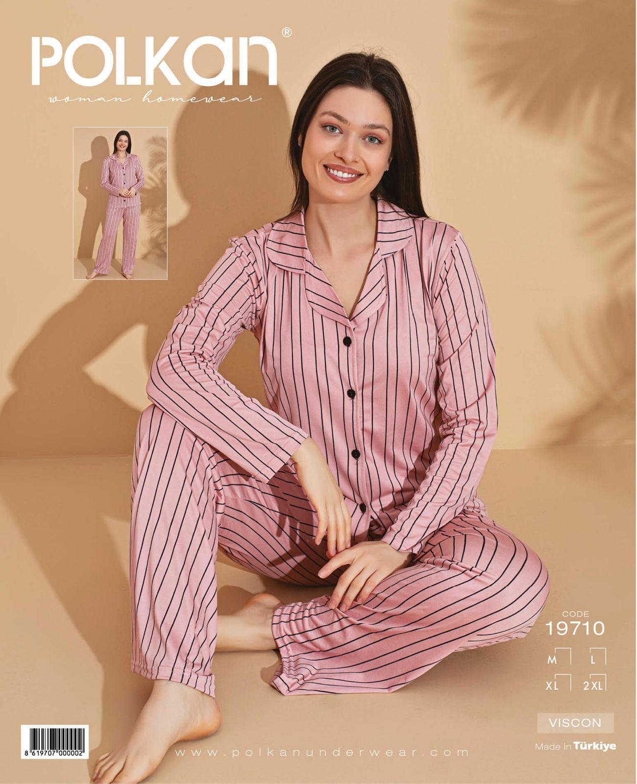 Polkan 19710 Viskon Uzun Kollu Bayan Pijama Takım 4'lü