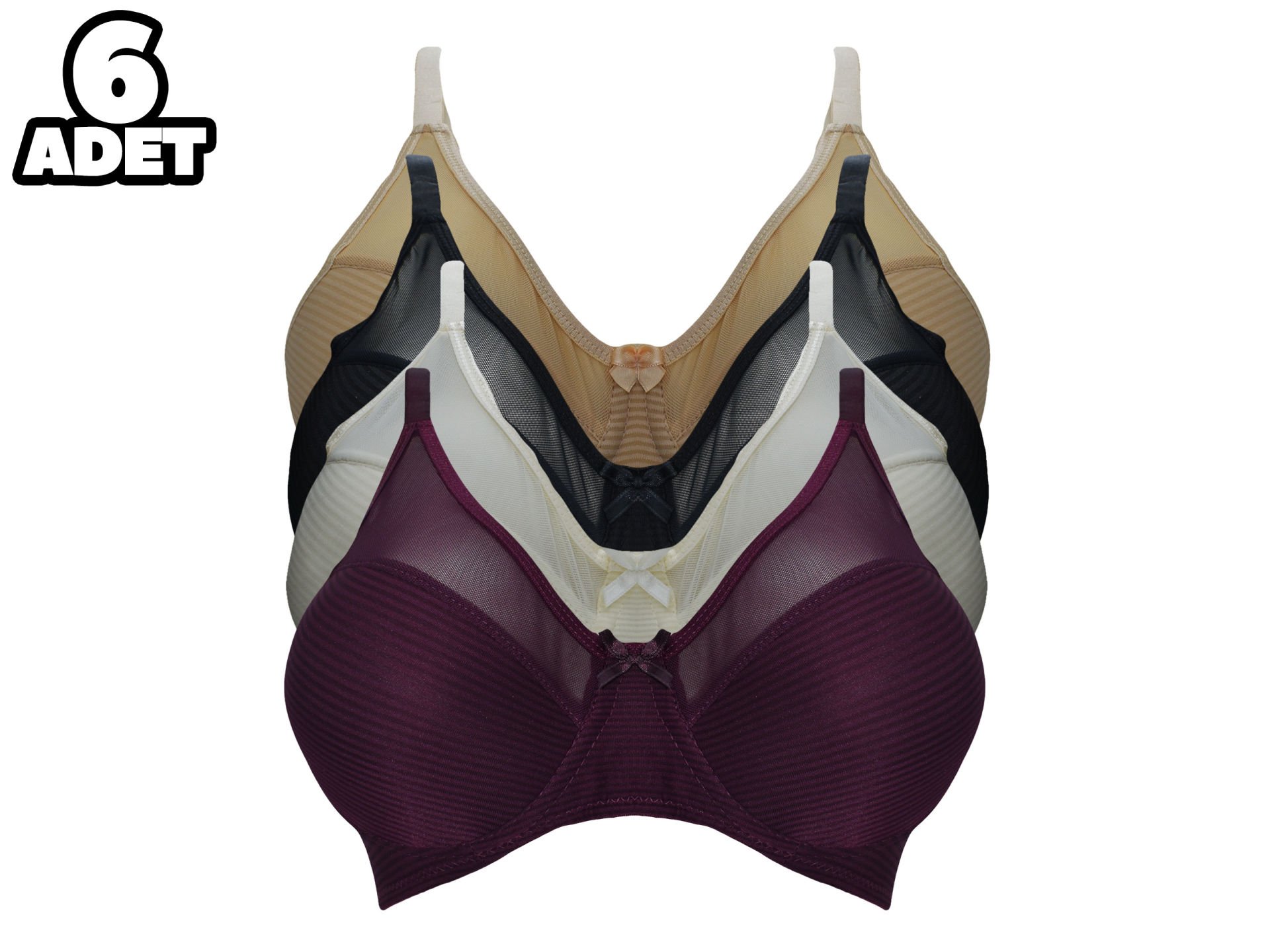 Aysemin 5001 B Cup (75-80-85-90) Balenli Destekli Bayan Sütyen 6'lı