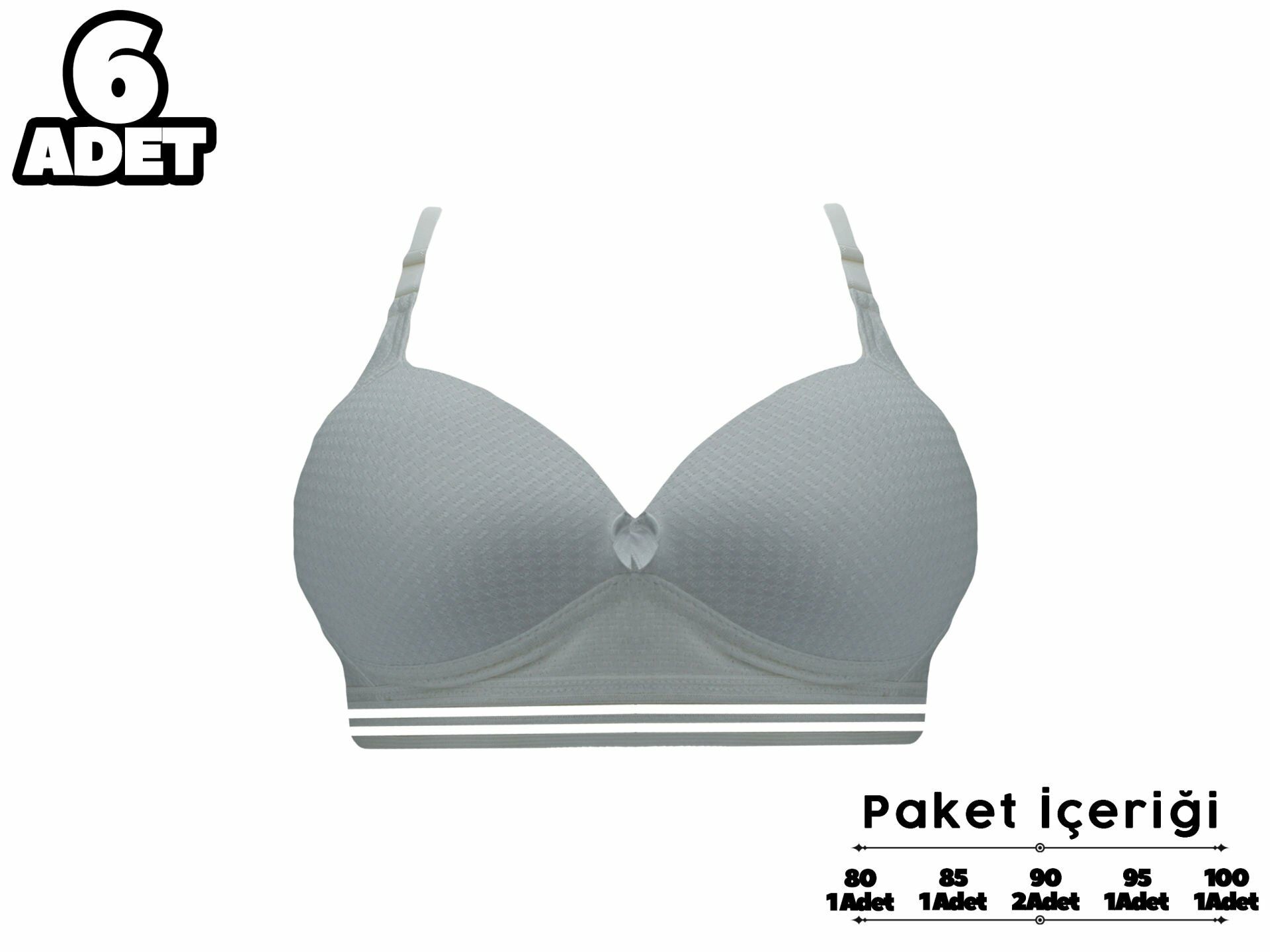 Liza 2190 Ekru Misinalı Balensiz Desteksiz Sütyen 6'lı