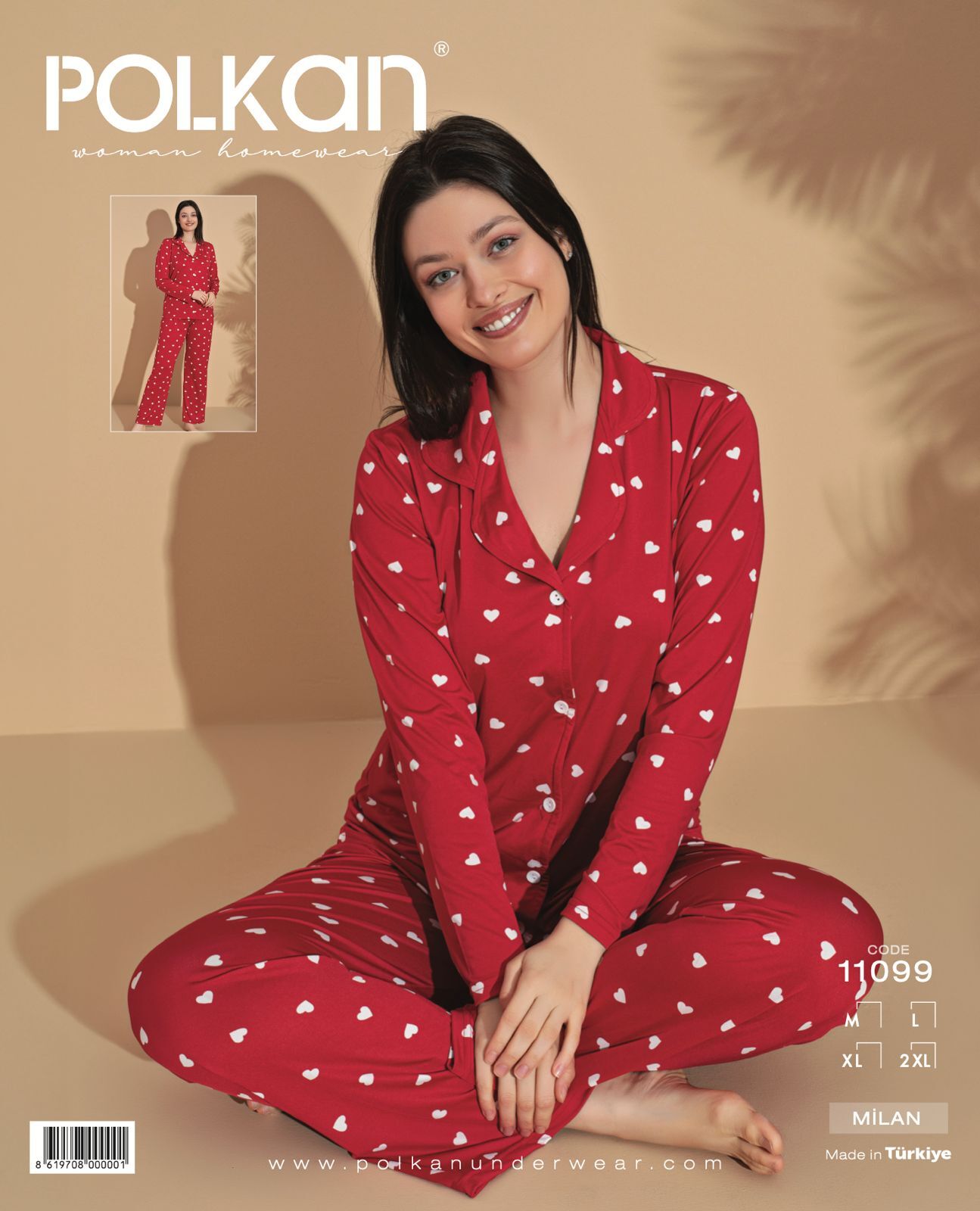 Polkan 11099 Bayan Uzun Kollu Milan Pijama Takım 4'lü