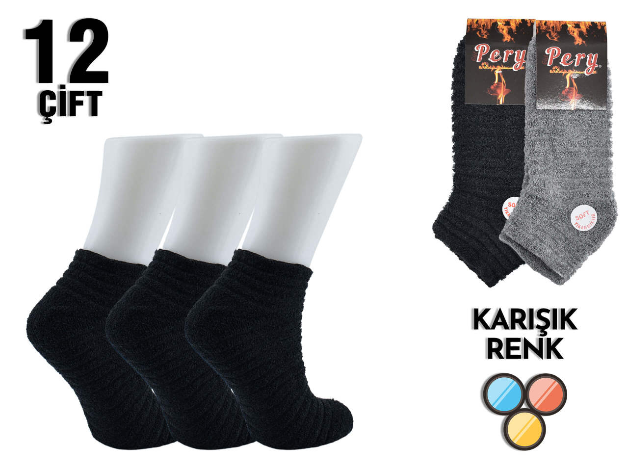 Pery Ters Havlu Bayan  Patik 12'li