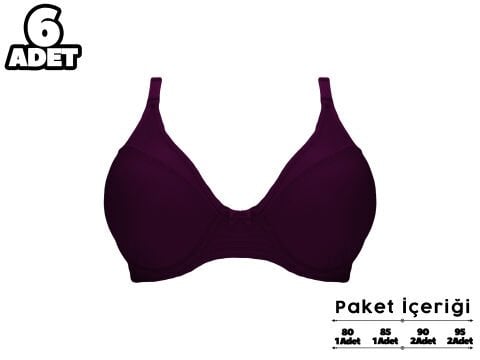 Liza 2250 Balenli Desteksiz Yarım Kulaklı Sütyen 6'lı