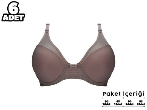 Liza 2250 Balenli Desteksiz Yarım Kulaklı Sütyen 6'lı