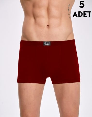 İlke 1606 Bambu Erkek Boxer 5'li BORDO - 2XL