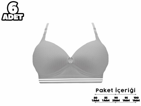 Liza 2190 Vizon Misinalı Balensiz Desteksiz Sütyen 6'lı