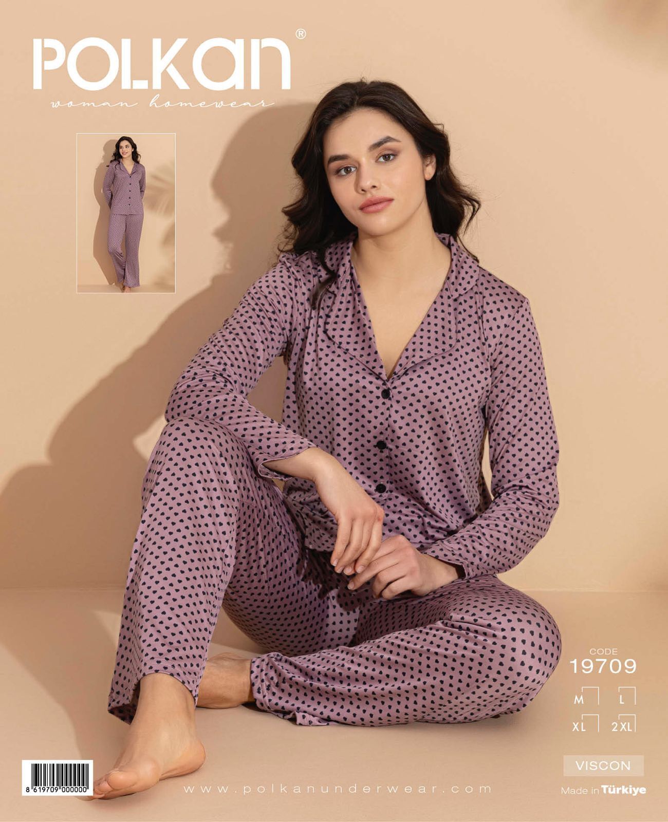 Polkan 19709 Viskon Uzun Kollu Bayan Pijama Takım 4'lü